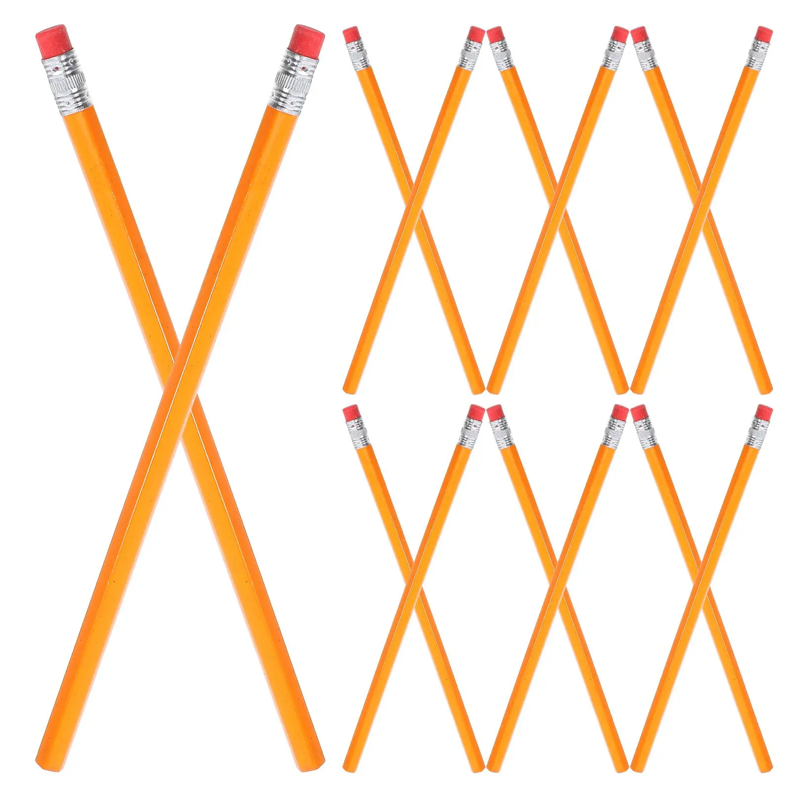 

100pcs Pencils with Erasers Colorful Wood Student Office Supplies Blank Unsharpened Long Wooden Bulk Classroom Practical