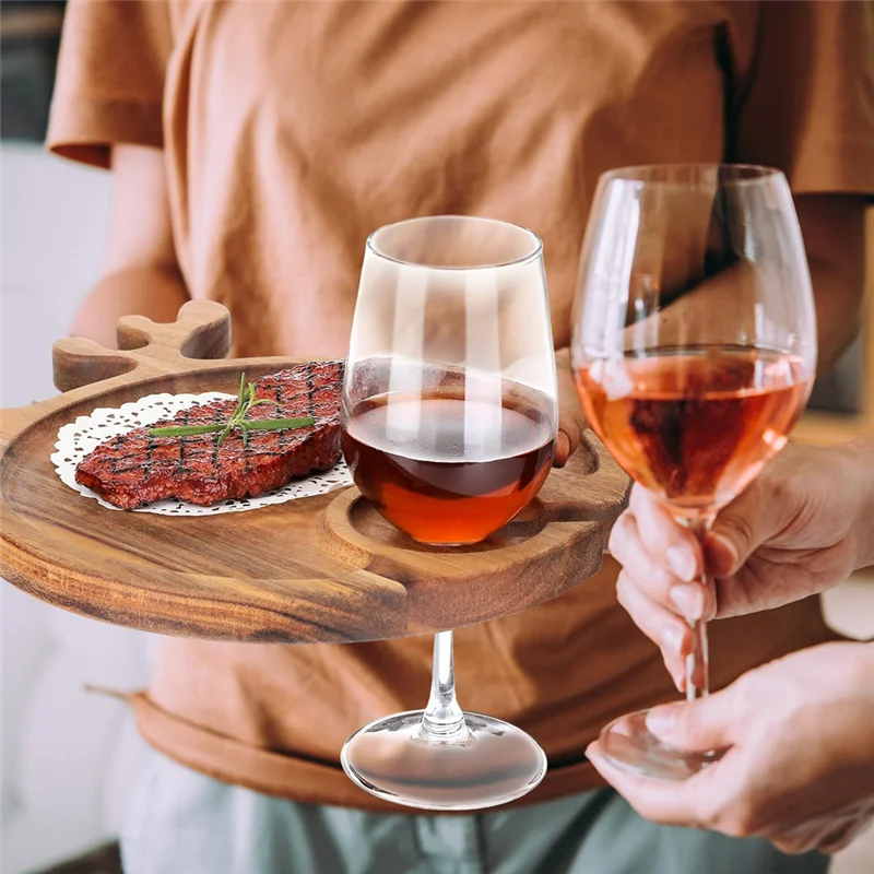 Hot Selling-Wooden Pallet Christmas Cooked Steak Tray Outdoor Picnic Wine Glasses & Wine Holders Tray Fruit Steak Plate,Wooden P