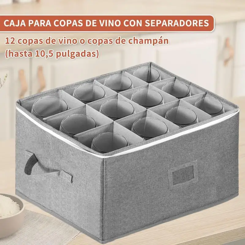 Wine Glass Storage Organizer Cases Glassware Storage Containers With Dividers Moving Supplies With 12 Compartments Closure Box