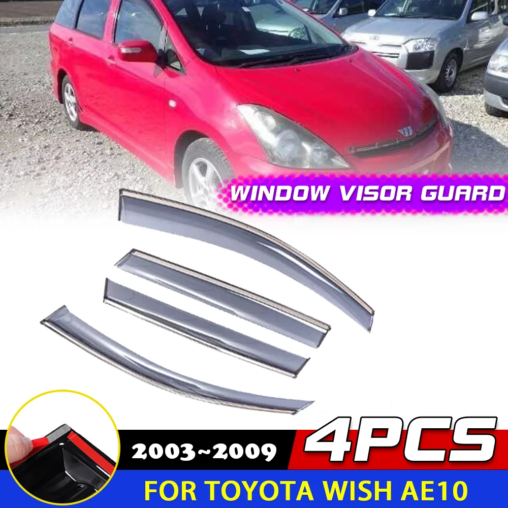 Car Windows Visor for Toyota Wish AE10 2003~2009 Smoke Deflector Guards Awnings Sun Rain Eyebrow Sticker Accessorie 2004 2005