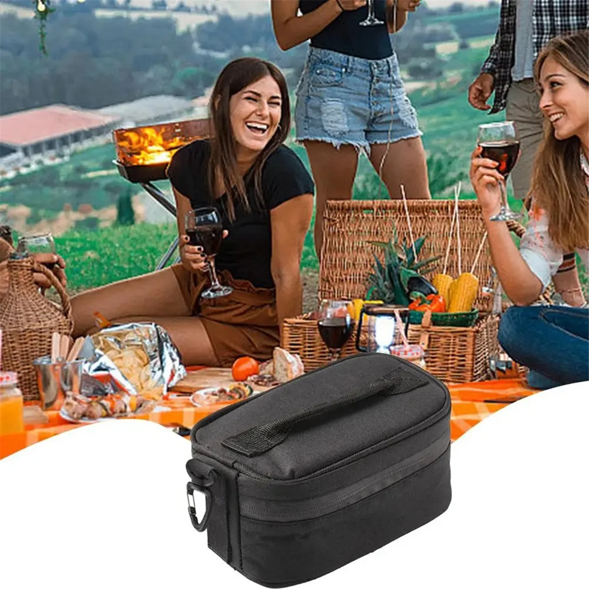 Fiambrera de Picnic con cremallera, bolsa de aislamiento para acampar, diseño de ASA, bolsa de fiambrera con gancho giratorio para adultos