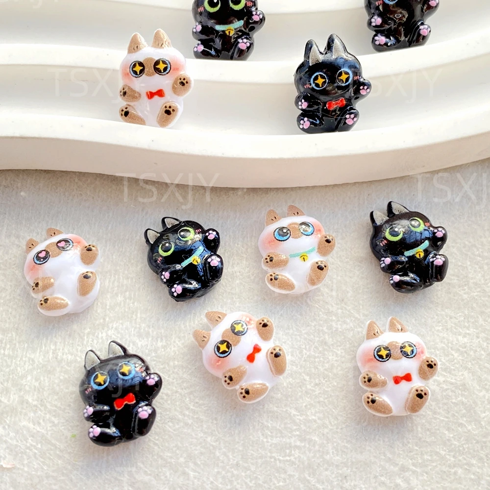 50Pcs Cute Mini Cartoon Cat Nail Art Resin Designer Charms DIY 3D Decorations Jewelry