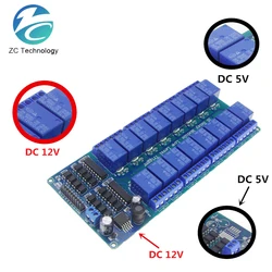 Scheda di interfaccia del modulo relè a 16 canali 5V 12V per Arduino PIC ARM DSP PLC con protezione fotoaccoppiatore LM2576 Power