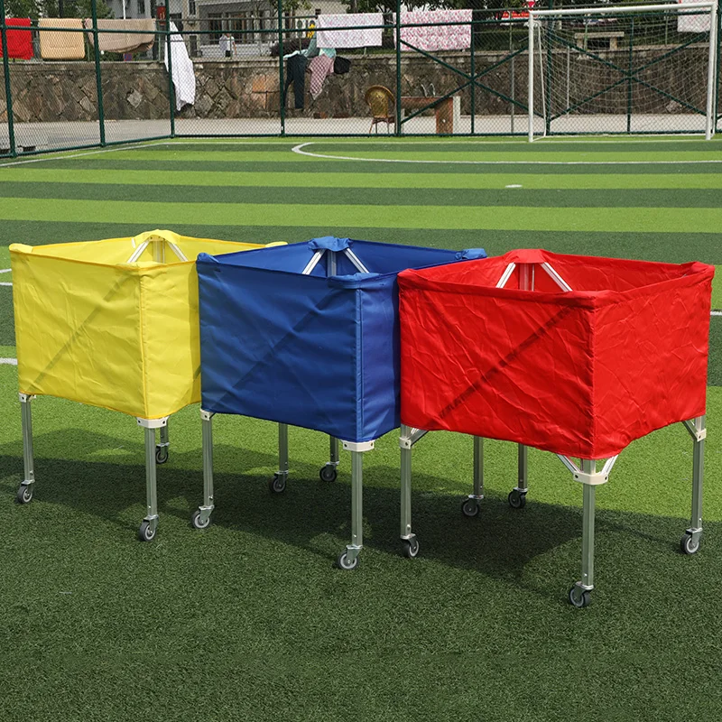 맞춤형 로고 접이식 알루미늄 훈련 장비 카트 (축구, 배구, 농구공용 바퀴 포함)