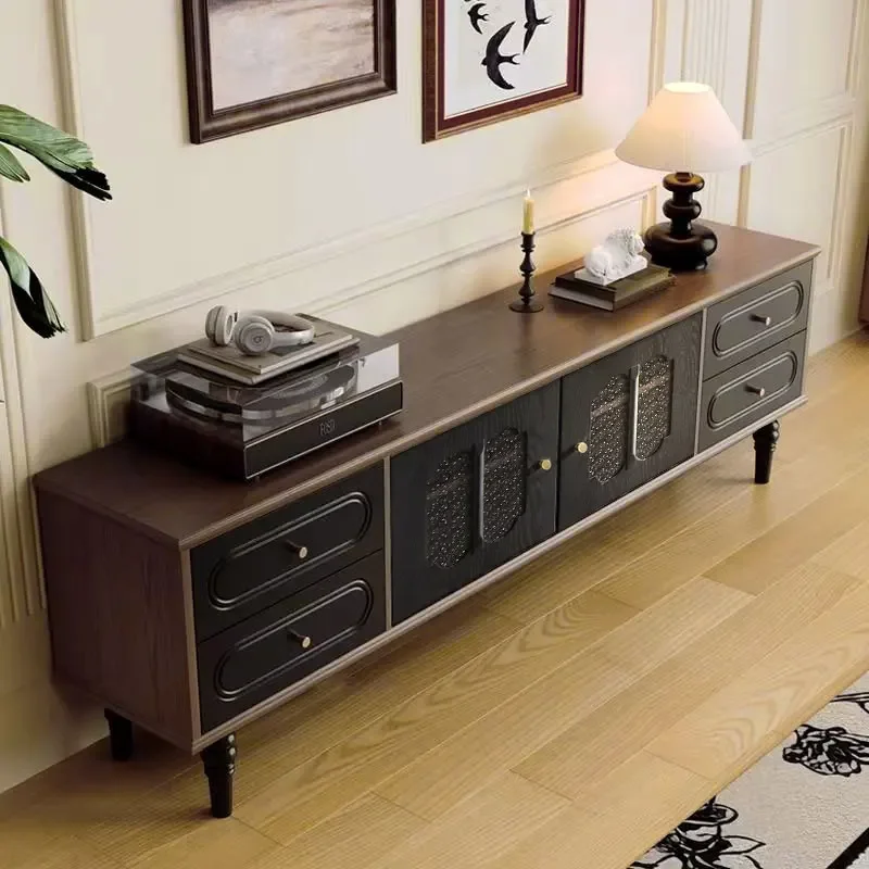AA hot sale retro solid wood TV cabinet antique storage floor living room home