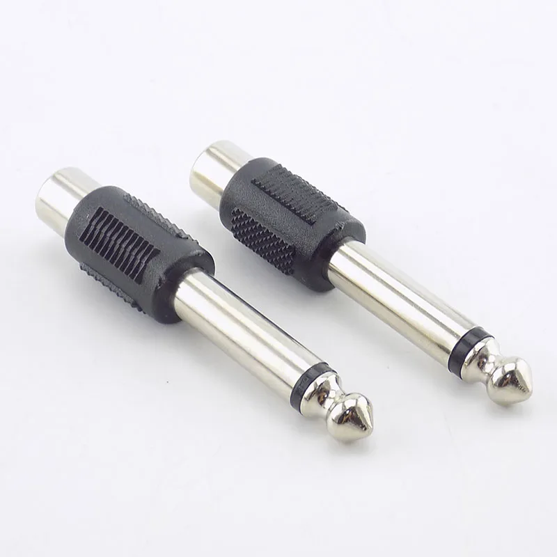 2pcs RCA Female Jack To 6.35mm 1/4" Male Mono Plug Audio Adapter Speaker Connector For DIY FM Microphone G3