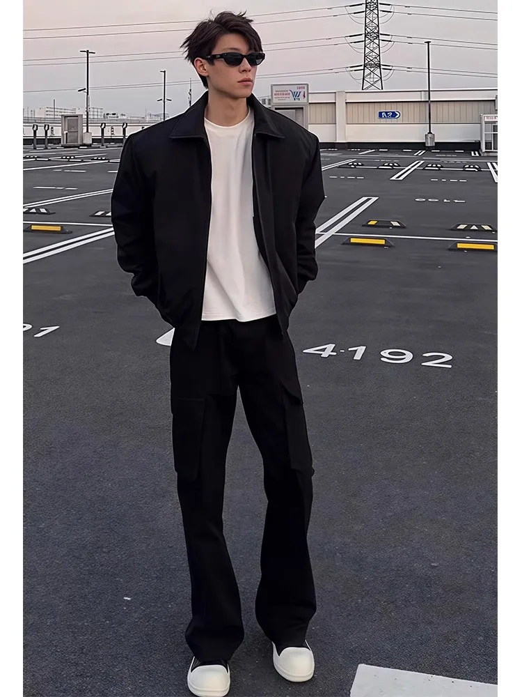 

Cleanfit Bla ort Pilot Jaet Men's Autumn Winter American High Street Cool oulder Pad Outerwear Loose Fit Thermal Poly...