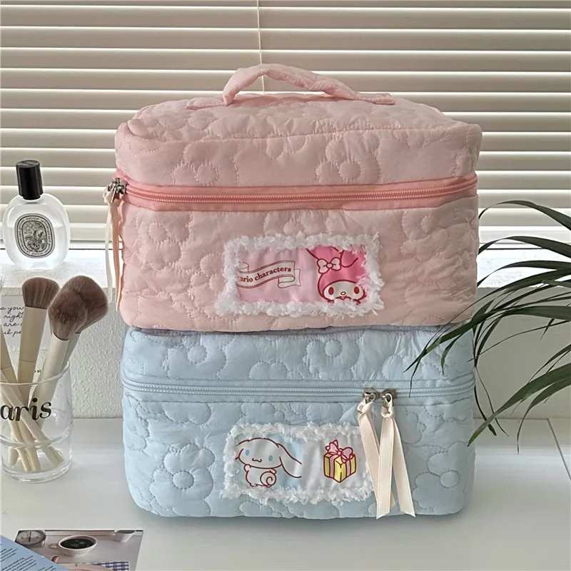 Sanrio Kawaii Hello Kitty My Melody Cinnamoroll borse per cosmetici Girly borsa da toilette portatile da viaggio di grande capacità