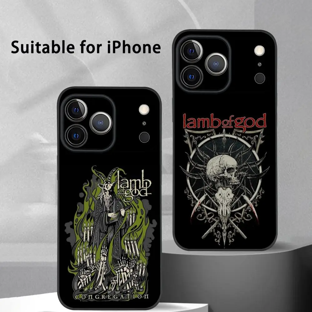 

L-LAMB OF GOD Rock Phone Case For IPhone 17 16 15 14 13 12 11 Pro Max Plus Mini Black Frosted Soft Shell Funda