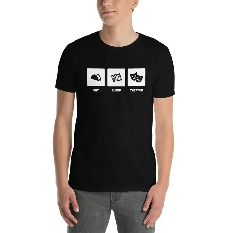 Theater Student T Shirt Broadway For Stage Actors Drama Students Musical Fans Eat Sleep