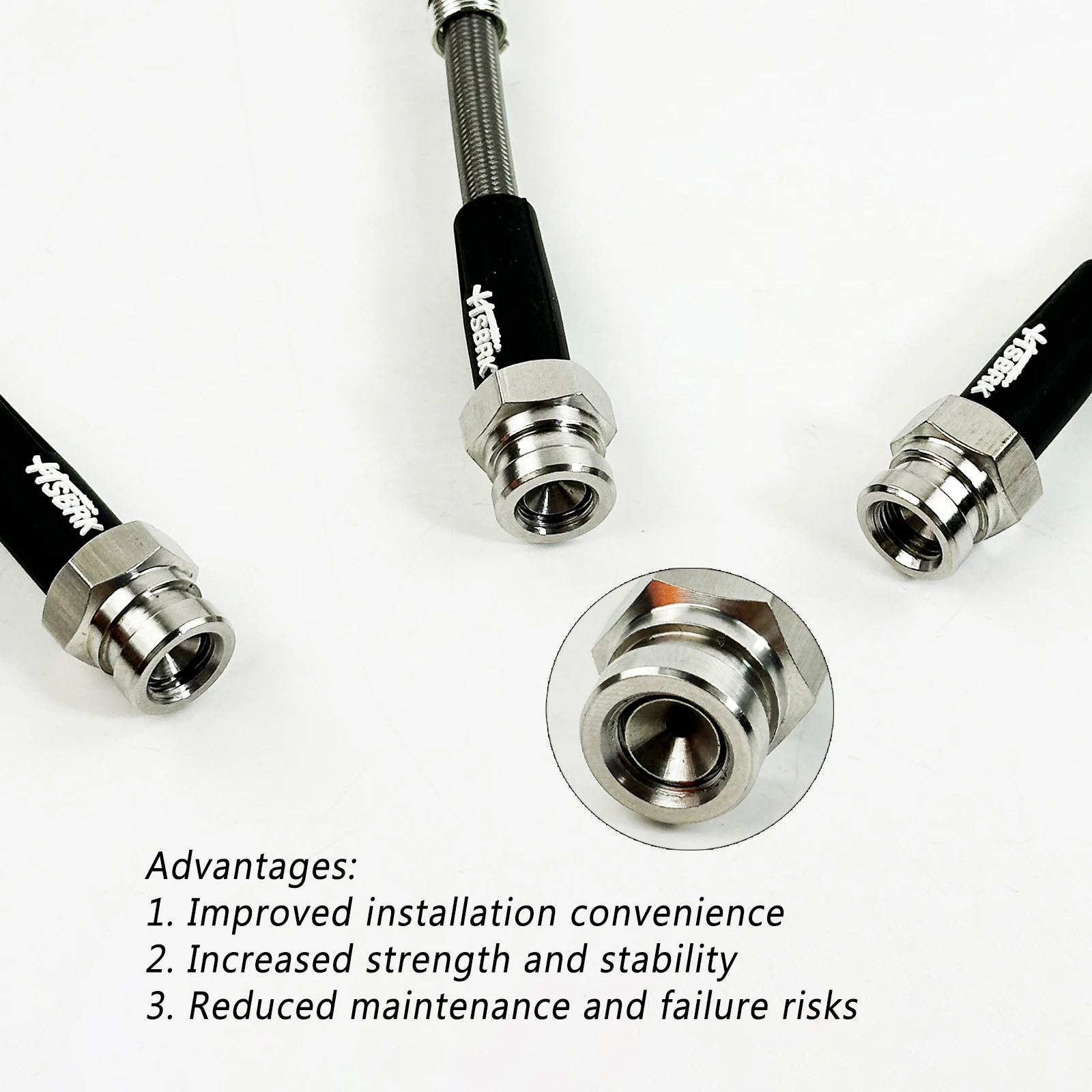 10-500CM M10 * 1,0 mm 0 ° /90 °   Conector de manguera suelta de aceite de freno giratorio, manguera de freno de PTFE trenzada de acero inoxidable para motocicleta