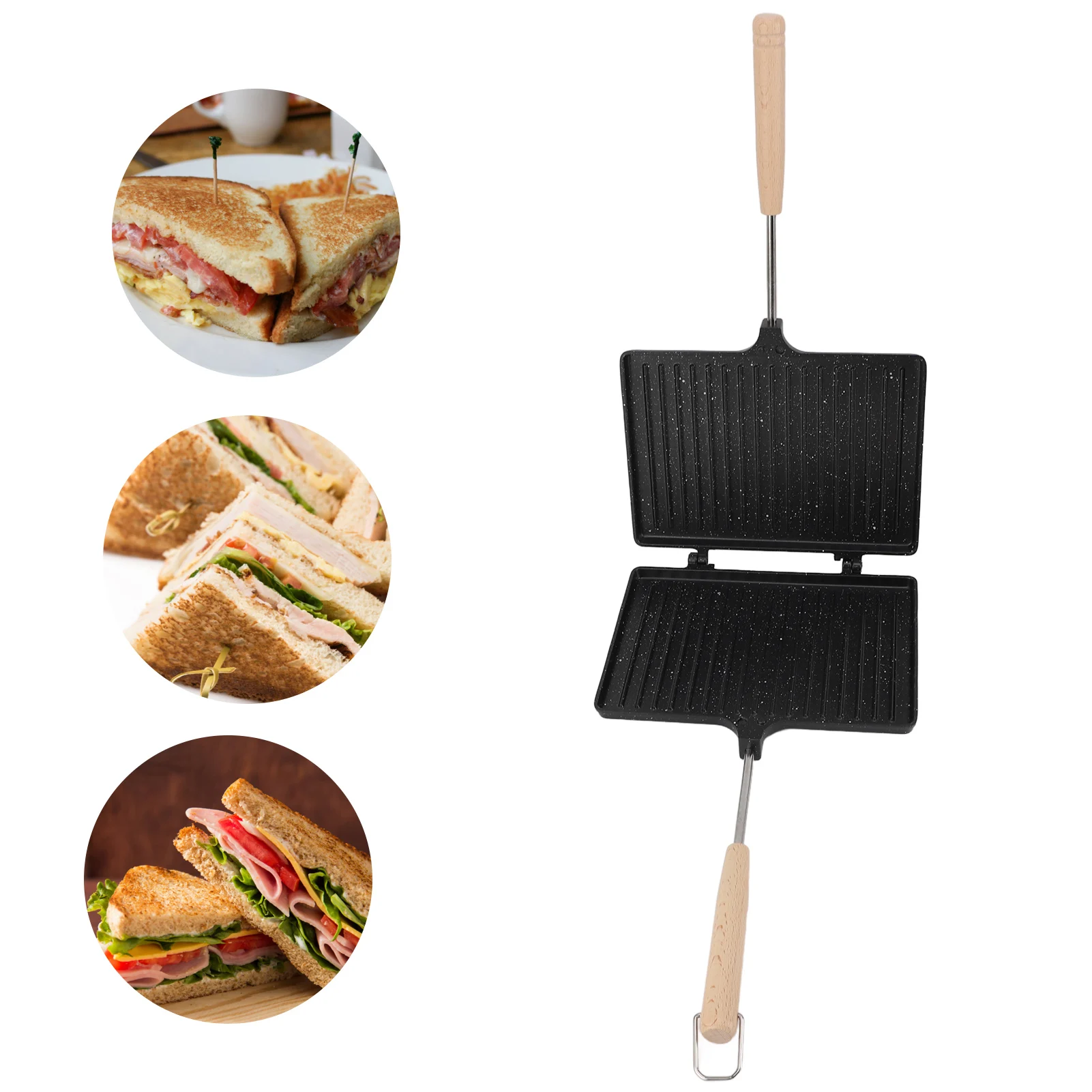 Double-Sided Non-Stick Sandwich Maker Aluminum Alloy Sandwich Toaster with Removable Handle - Time-Saving Home Breakfast Tool