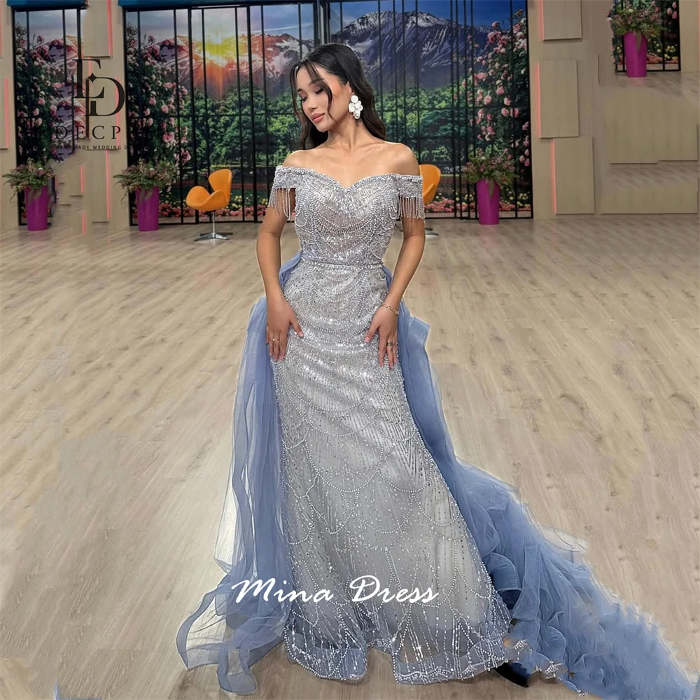 

Mina Gem Luxurious Women's Evening Dresses for Special Occasions Customized Beads Sequins Prom Dresses Luxury Party Dress Formal