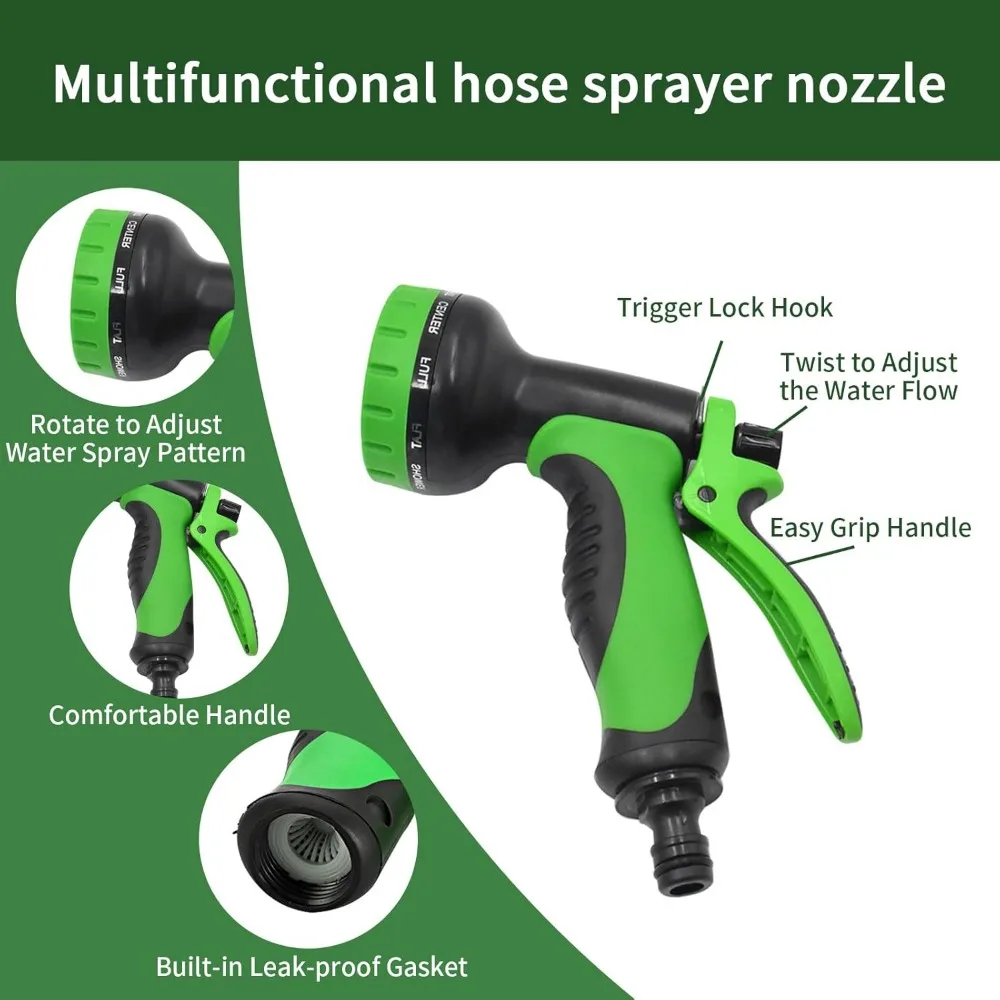 Bico pulverizador de mangueira de jardim, pulverizador de bico de mangueira de água 10 padrões de spray ajustáveis, ferramentas de jardim pistola de água de alta pressão para pla