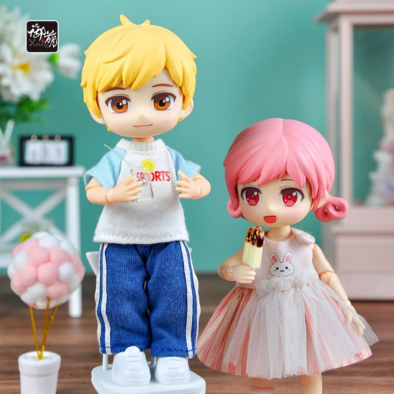 YMY Doll OB11 Movable Joint Doll GSC Face 1/12BJD Figures Anime Model Surprise Dolls  Including Doll Head, Body, Clothes, Shoes