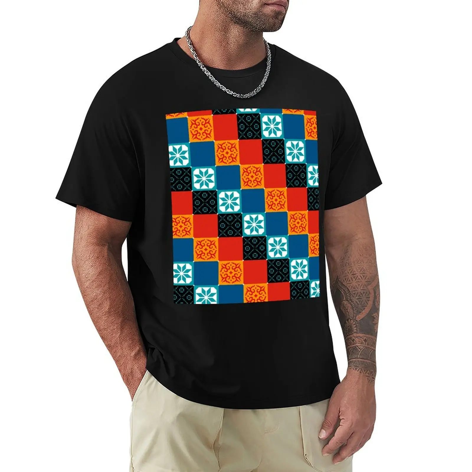 Azul Board Games Tiles T-Shirt Big and Tall Crew Neck Tee