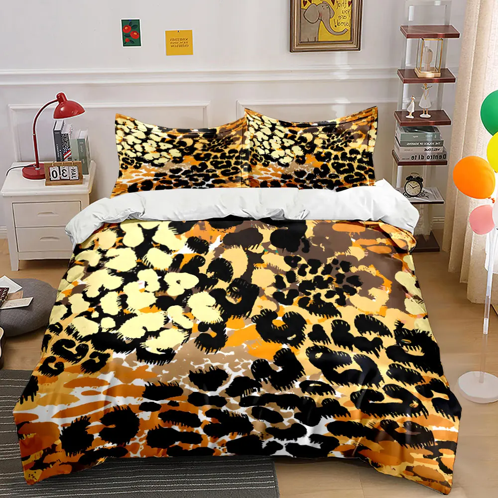 Leopard Print Three-Piece Set for Décor kid's and adults' bedroom decor, Exquisite three-piece bedding set gift