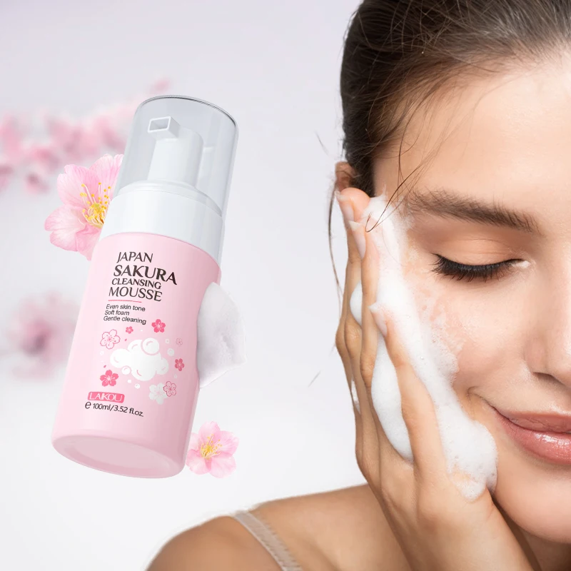 LAIKOU Japan Sakura Cleansing Mousse 100ml Soft Foam Gentle Cleaning Even Skin Tone Face Cleanser