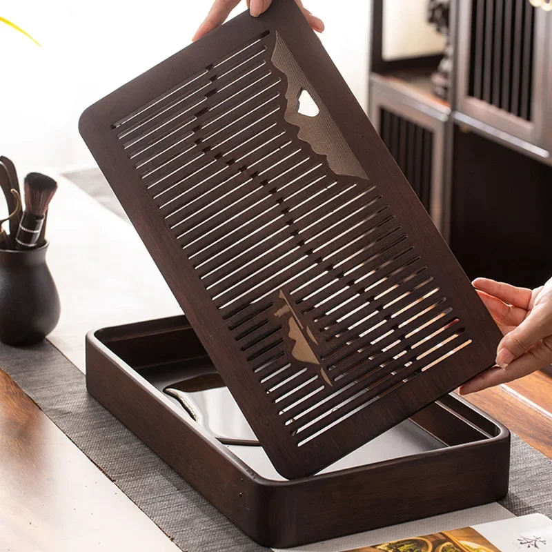 Nine bamboo tea tray,  tray Bamboo household small  table rectangular drain water storage Kung Fu tea sea  tray