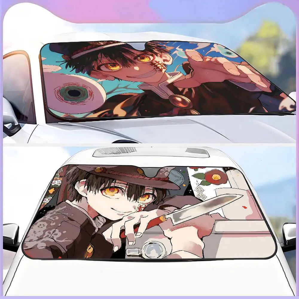 Toilet B-Bound H-Hanako Kun Front Window Sunshade Black UV Protection Blackout Cloth Windshield Visor Curtain Sunshade Gifts