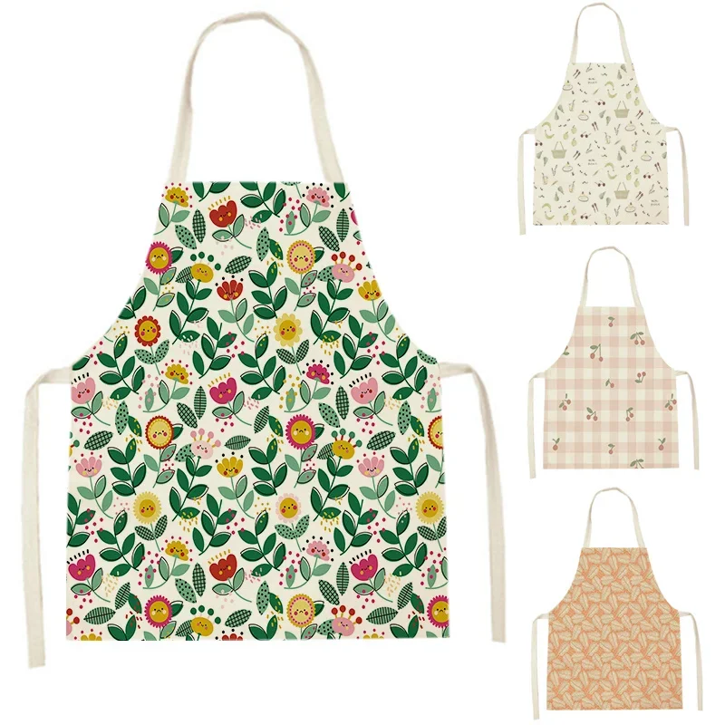 Nordic Simple Apron Clouds  Home Cooking Baking Kitchen Aprons  Fruit Leaves Coffee Shop Pinafores Cleaning Accessory 68-55cm