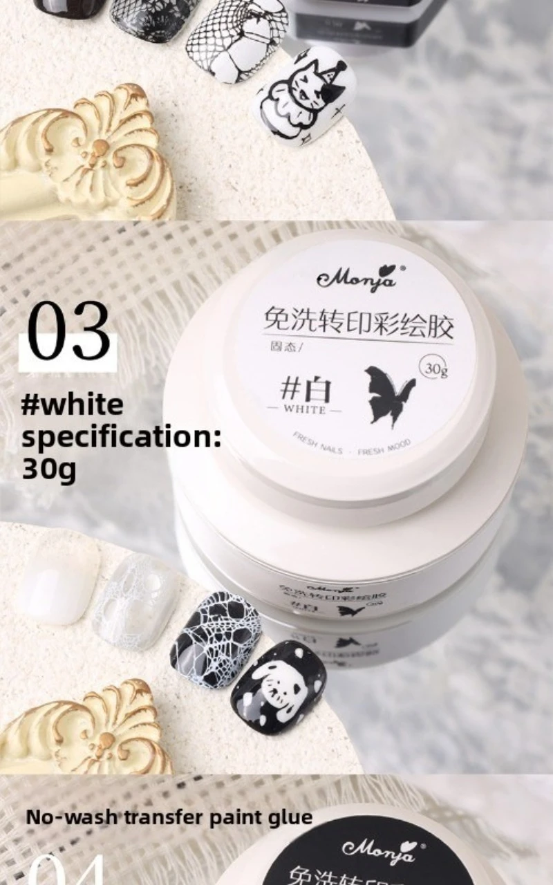 3D-Präge-Gel-Nagellack in Schwarz-Weiß für Nailart, ohne Reinigung, zum Malen, Zeichnen, Schnitzen, Gel-Reliefmuster, DIY-Maniküre – Detail 9