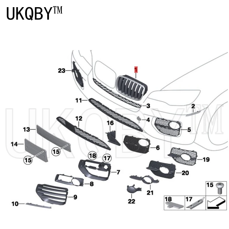 Decoratieve Grille, Voor Rechts X6 E71 35dx 50ix 51137307600 51137307599 51137305590 51137305589 51137157688 51137157687