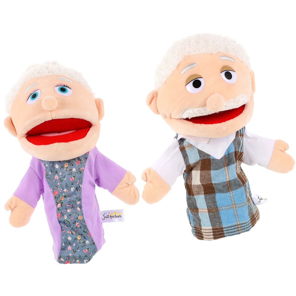 2 Pcs Character Hand Puppet Washable Educational Figure Decorative Toy Manual Kids for Children Cotton