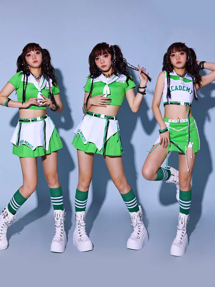 Sexy Stage Performance Costume for Women's Jazz Dance Team Competition Outfit Kpop Girl Group Performance Suit Health Fabric
