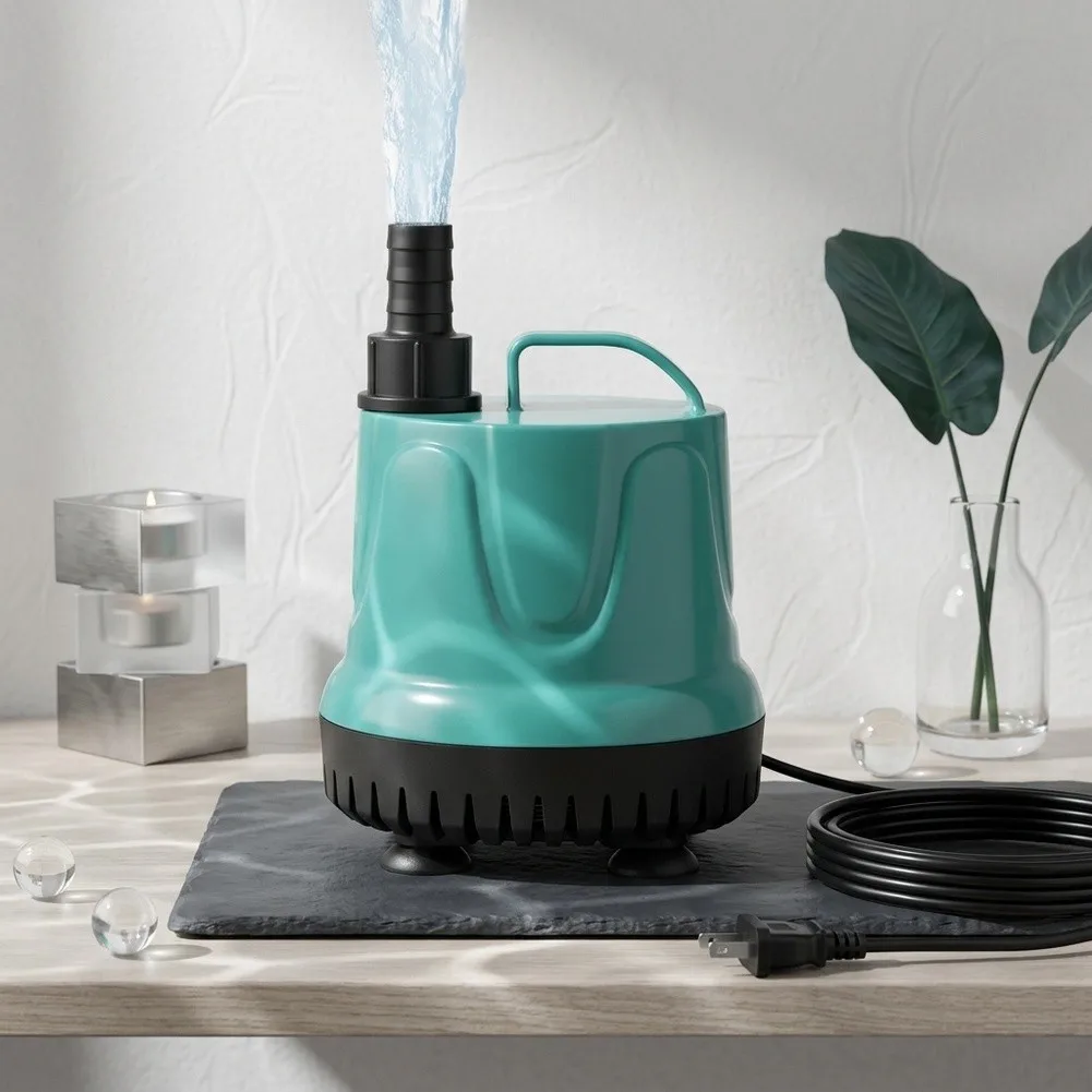 220GPH 25W Submersible Pump for Pond Aquarium Hydroponics with Low Profile Bottom Suction and Efficient Water Movement