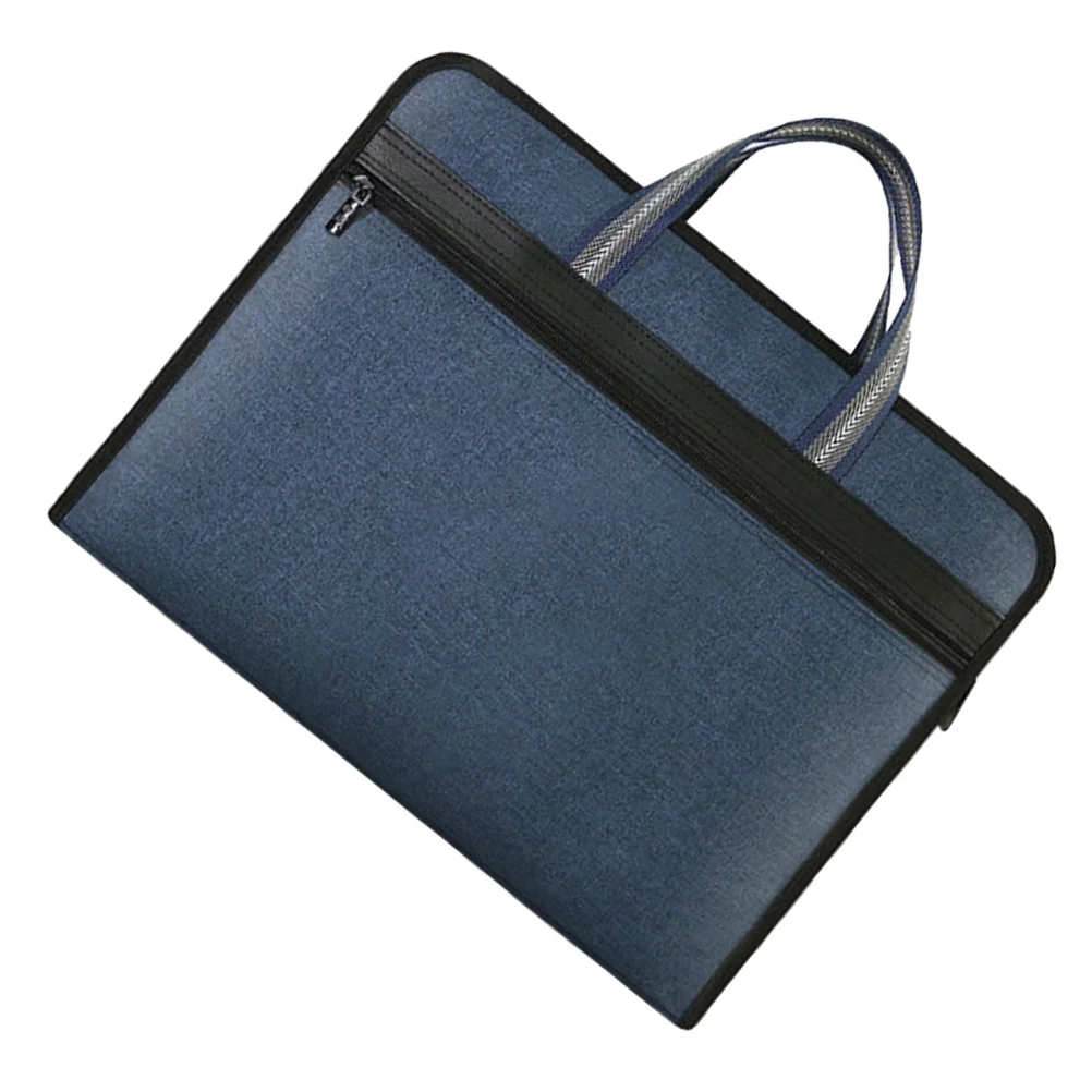 지퍼 문서 파우치 블랙 다층 파일 정리함 비즈니스 여행 문서 홀더 휴대용 파일 보관 토트백