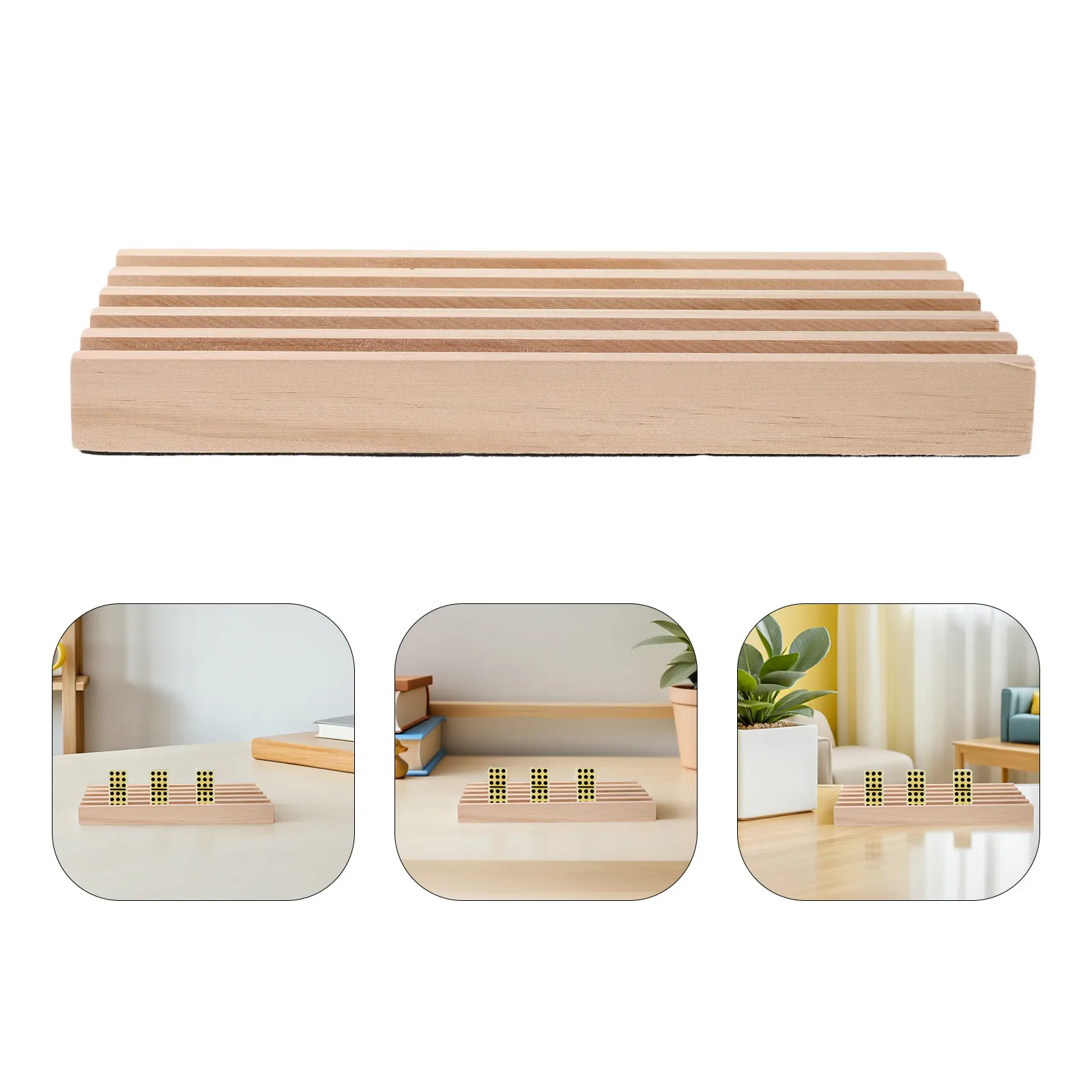 木製ドミノラック 無垢材 ボードゲームオーガナイザー トレイ ドミノホルダー カードディスプレイ タイルホルダー スタンド メキシカン・トレイン用
