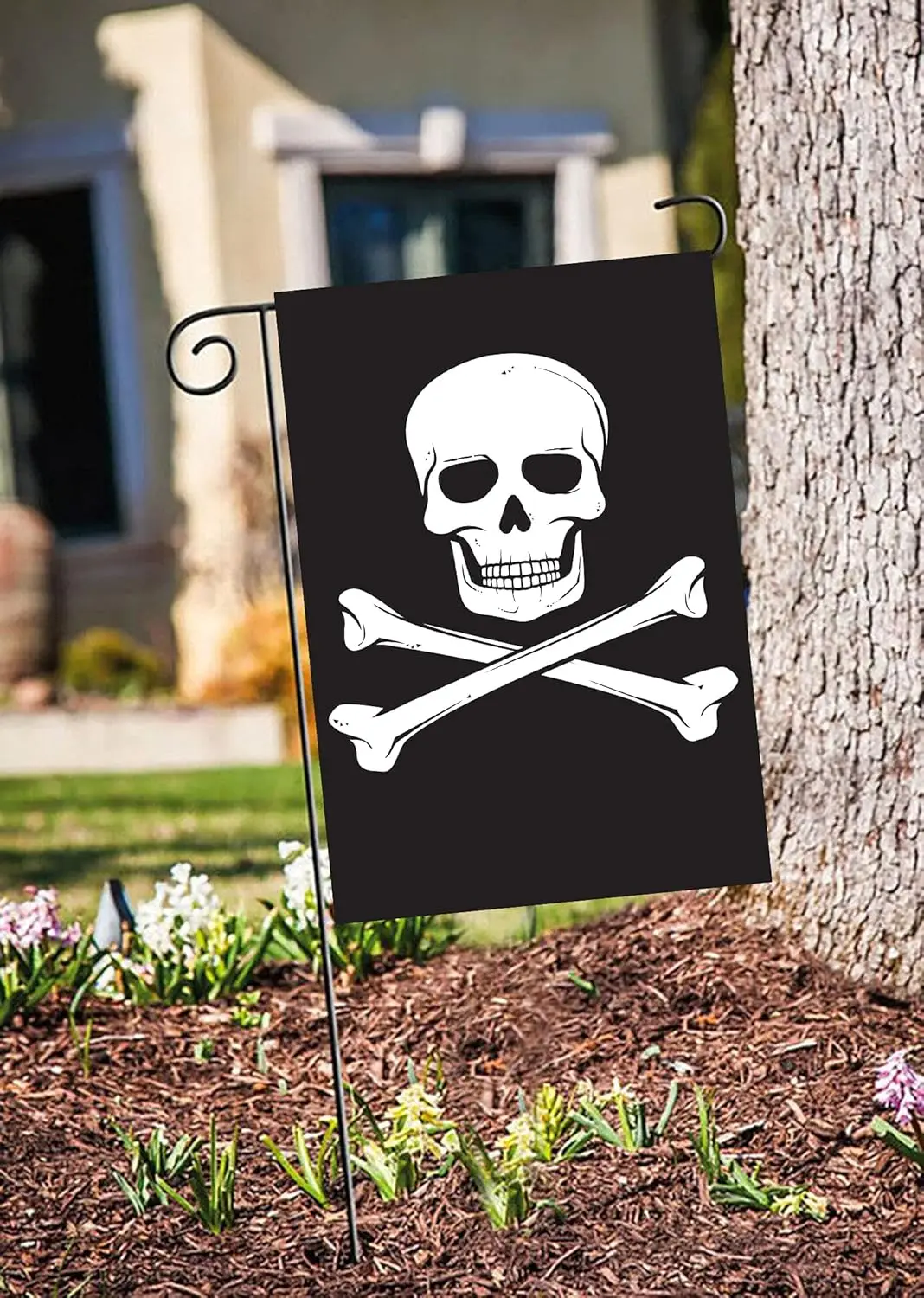 ShineSnow Biker Pirate Jolly Roger Skull Garden Yard Flag 12
