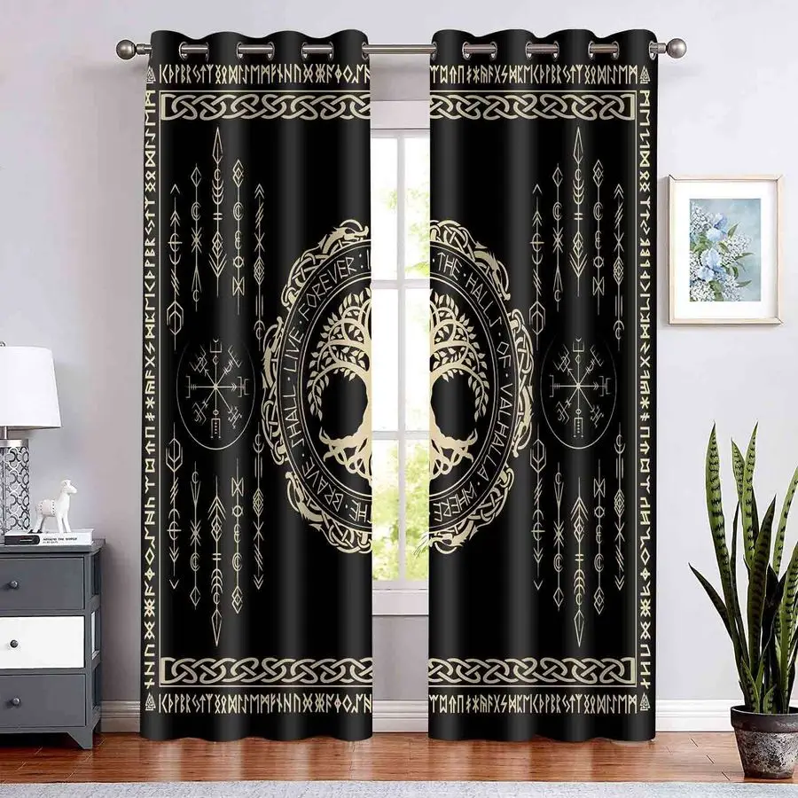 

Шторы с принтом «Скандинавские викинги», шторы «Древо жизни» викингов Йгдрасиль, затемняющие термоизоляционные шторы блэкаут для окон