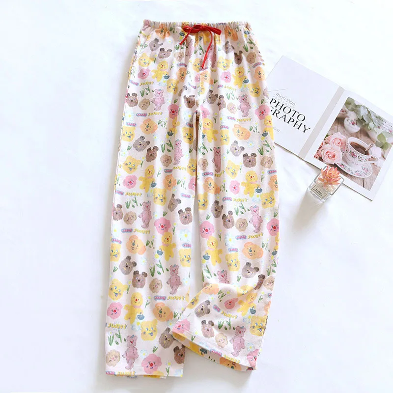 Loose Straight Women's Brushed Cotton Pajama Pants Suitable For Sleeping And Can Be Worn Outside