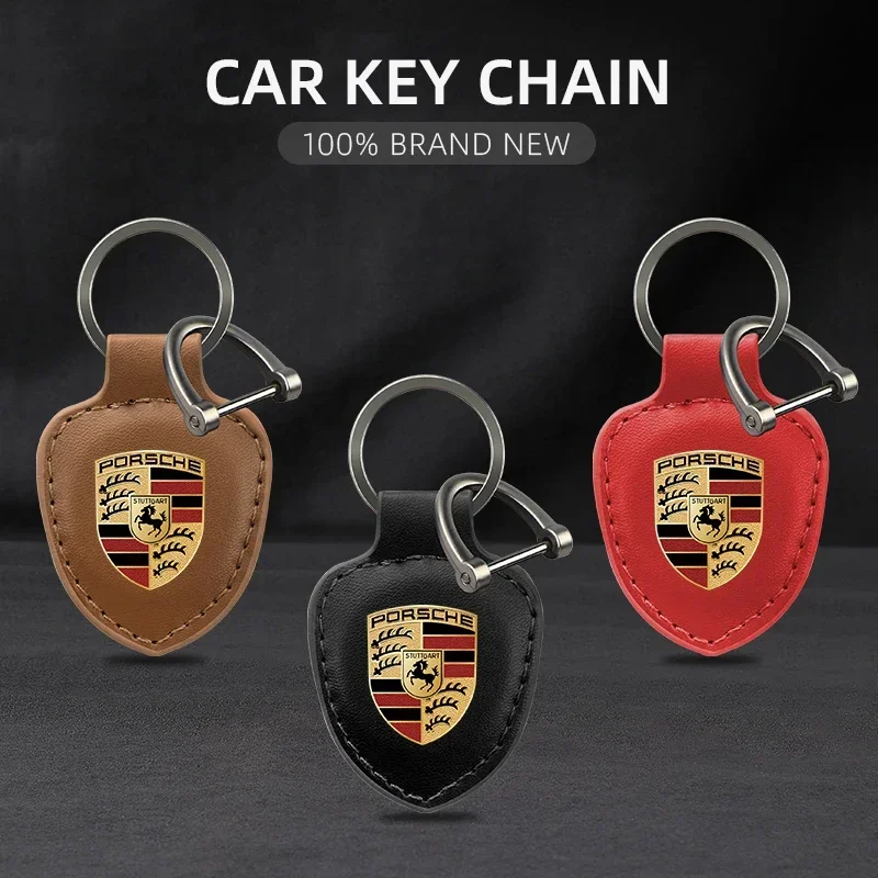 Leather Car Fashion Styling Keychain For Boxster Cayman Cayenne Porsche 911 Macan Panamera Auto Interior Accessories