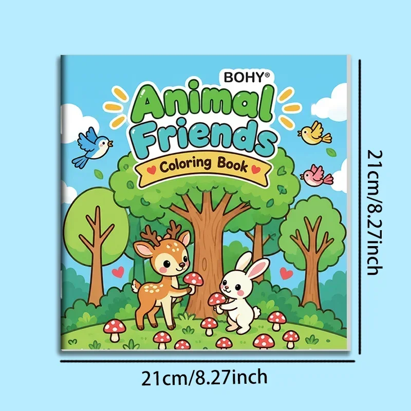 A Children's Creative Drawing Coloring Book with Cute Animal Themes Totaling 24 Pages, Parent-child Interactive Art Drawing Book