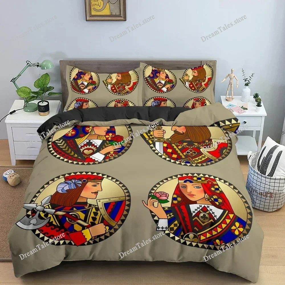3D Playing Cards Pattern Bedding Set Luxury Cozy Duvet Cover Set King Queen Full Size Quilt Cover Pillowcase Bedclothes741