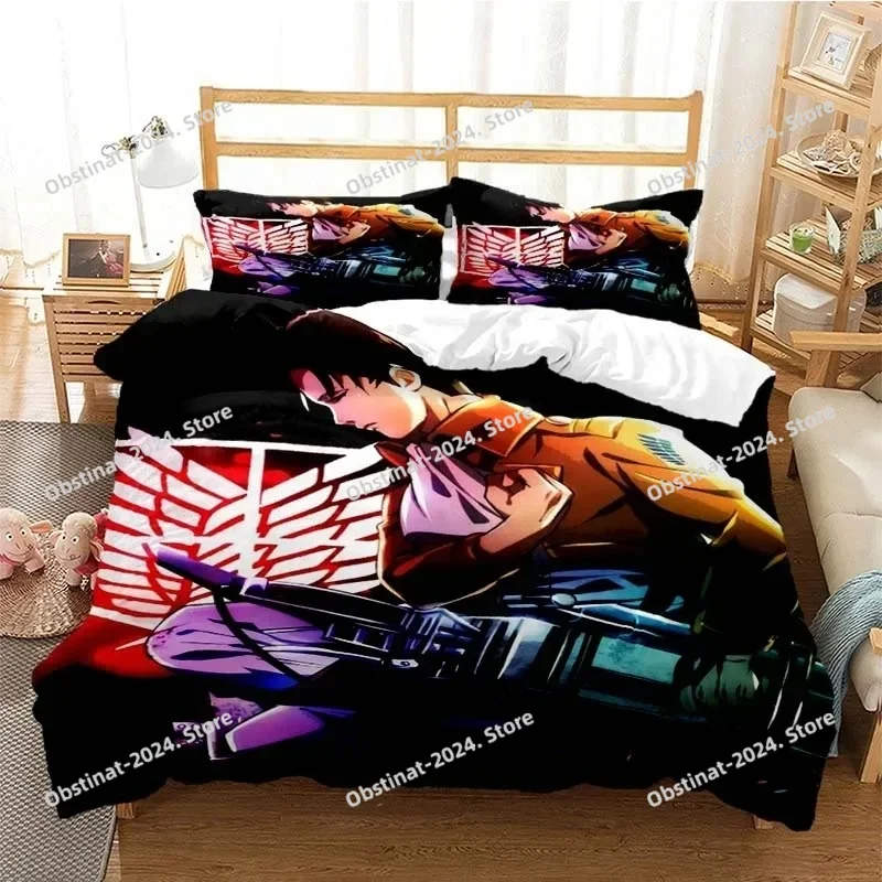 

3D Printed Attack On Titan AOT Bedding Set Anime Eren Yeager Duvet Cover Double Twin Full Queen King Adult Kids Bedclothes Quilt