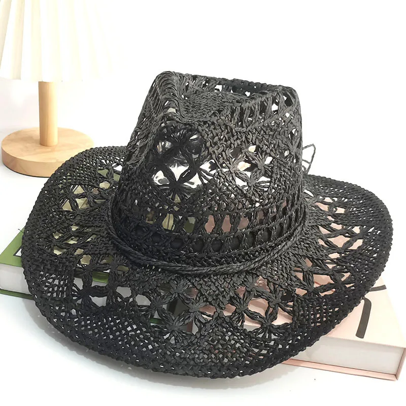 قبعات صيفية جديدة من القش المنسوجة يدويًا للرجال والنساء. أصداف القبعة مزينة. قبعات بنما لقضاء العطلات على الشاطئ. #5