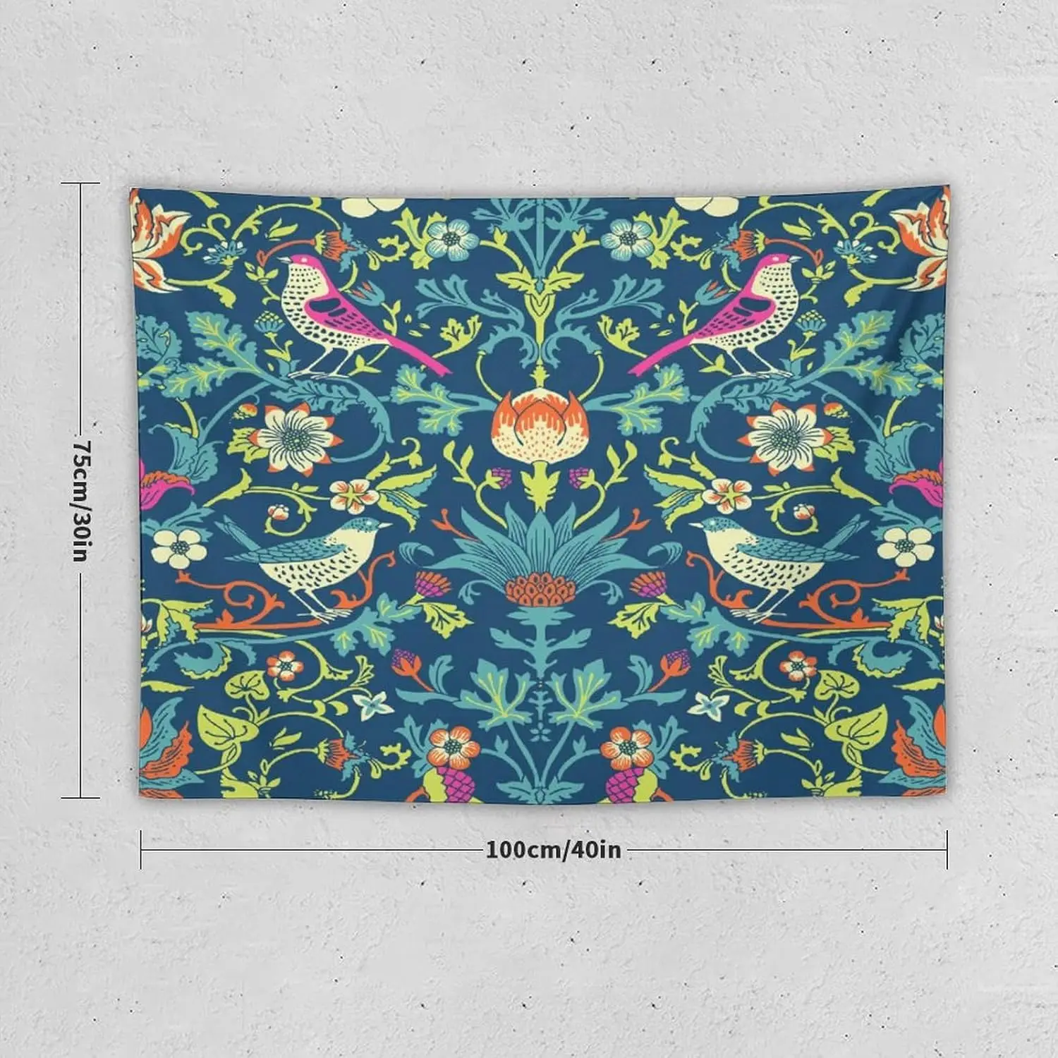 Bohemian Floral Tapestry Wall Hanging Decorative Bird Peacock Print Polyester Textile Art for Home Decor Living Room Bedroom Boh