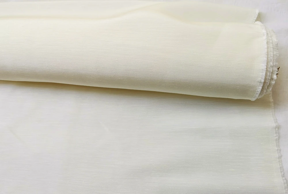 44\'\' Wide By Meters Heavy Silk Linen Material 25.8 Momme Slubbed Natural White Ivory Silk Flax Fabric Pants Wedding Gown Drape