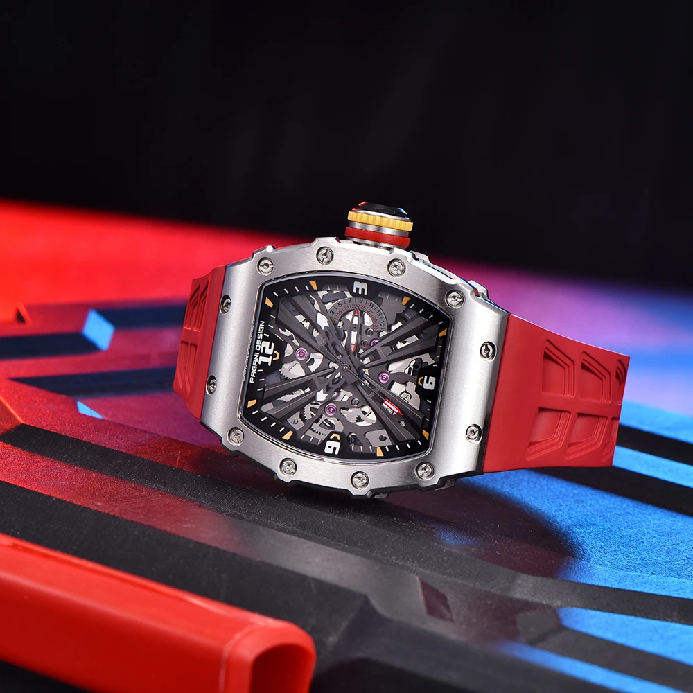 PAGANI DESIGN jam tangan Quartz pria, jam tangan pria baru 2024, jam tangan tengkorak aktif, anti air 50M, jam tangan olahraga kaca safir persegi panjang