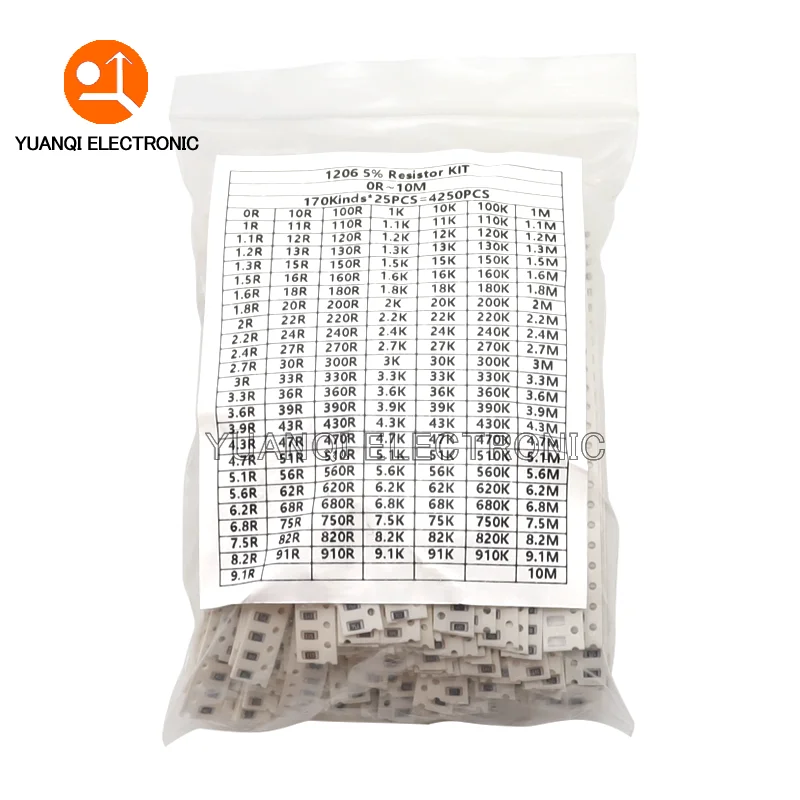 5% 0402 0603 0805 1206 SMD Chip Resistor Assorted Kit 0R - 10M ohm 170Values Resistance Samples Set