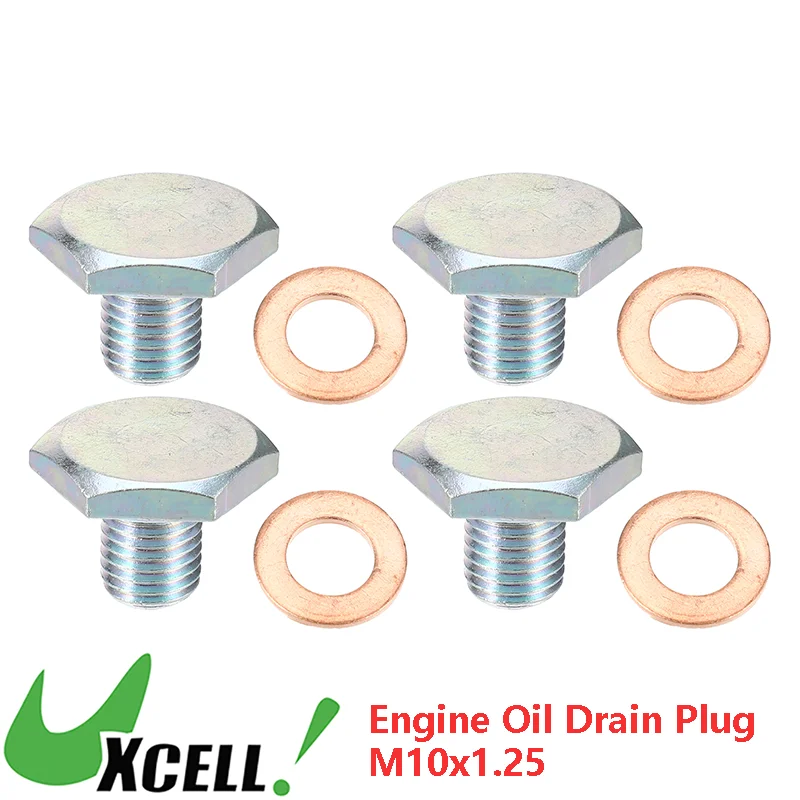 UXCELL 4 Set M10x1.25 Engine Oil Drain Plug Washer Steel Screw1146063 for Ford Focus 2004-2020 for Peugeot 307 2002-2009