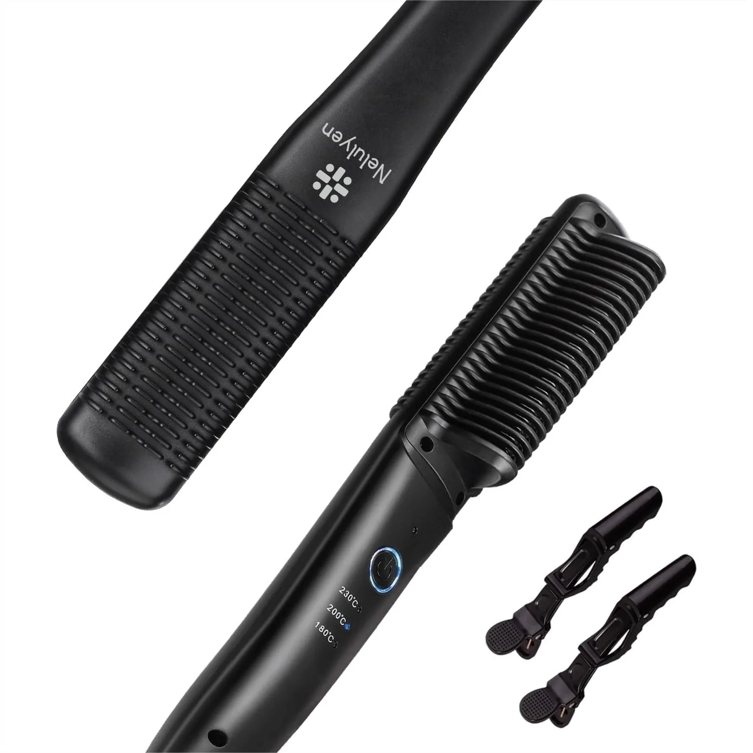 

Hair Straightener Brush Ionic Straightening Comb for Women, Smooth Styling Hot Comb, Ceramic Coating Dual Voltage, Professional