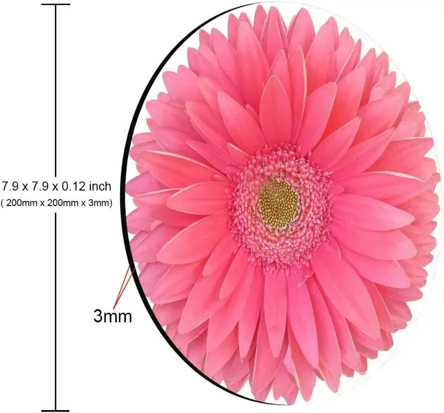 Rectangular gaming mouse Round mouse pad Mouse Pad, Isolatd Bright Pink Gerbera Daisy Flower Round Mousepad, Non-Slip Rubber