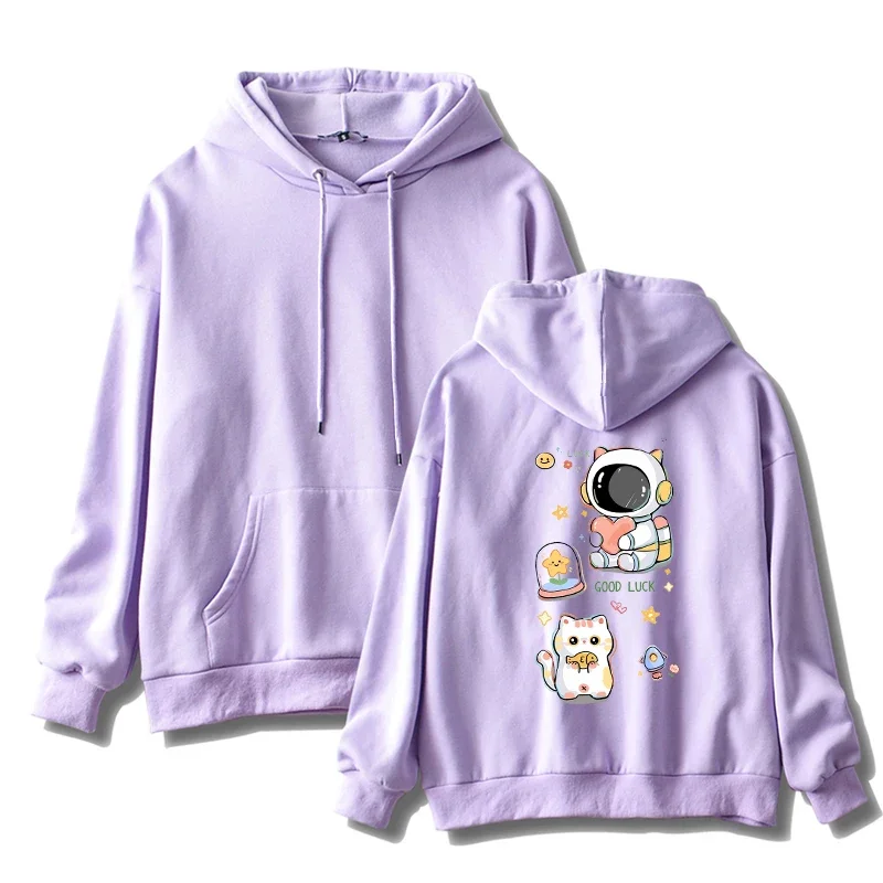 Astronaut Space Cute Cartoon Printed Hooded Women Prevalent Fashion Hoodies Casual Loose Sweatshirt Female Classic Streetwear