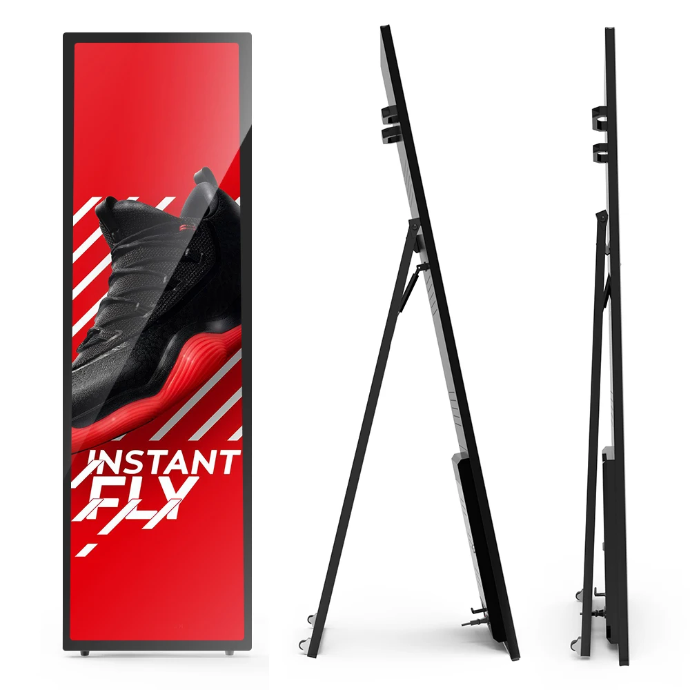 75 Inch Mobile Signage Mobile LCD Advertising 4k Player Kiosk Android Portable Digital Poster