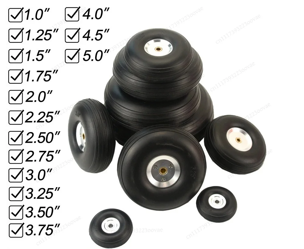 LF-1Pair RC Airplane PU Wheel with Aluminum Core Hub 1-5 Inch for Model Aircraft, Replacement Part